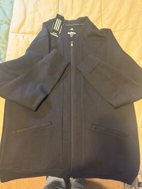 adidas Men's Black Lightweight Full-Zip Shirt Jacket